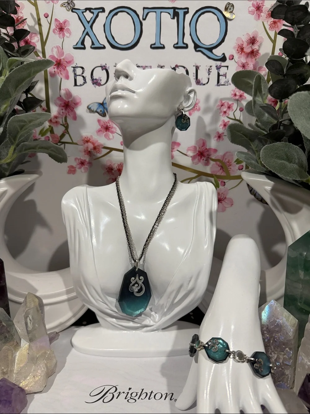 🆕🩵 RARE SET! BRIGHTON ‘Shell Shimmer’ Teal Ombre Necklace, Bracelet, and Earring